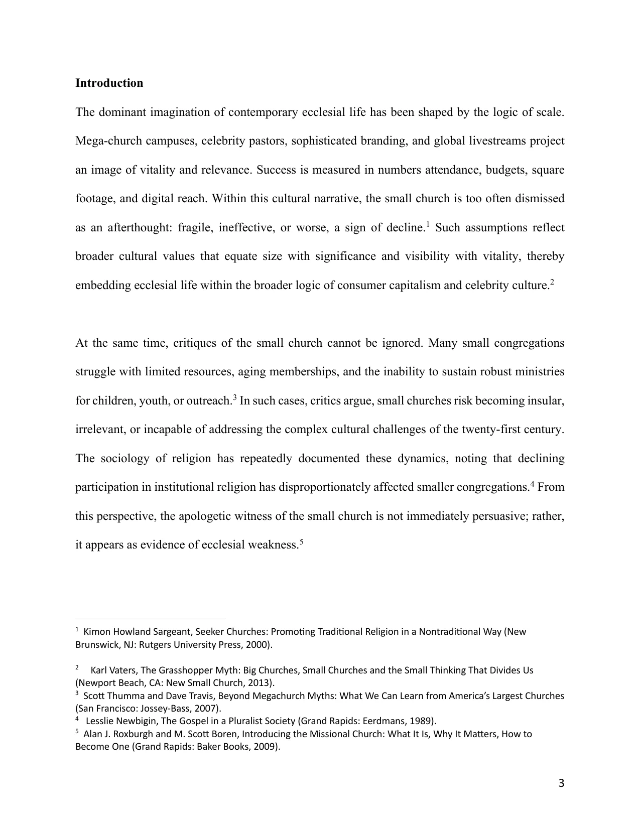 The Small Church as an Apologetic, page 3