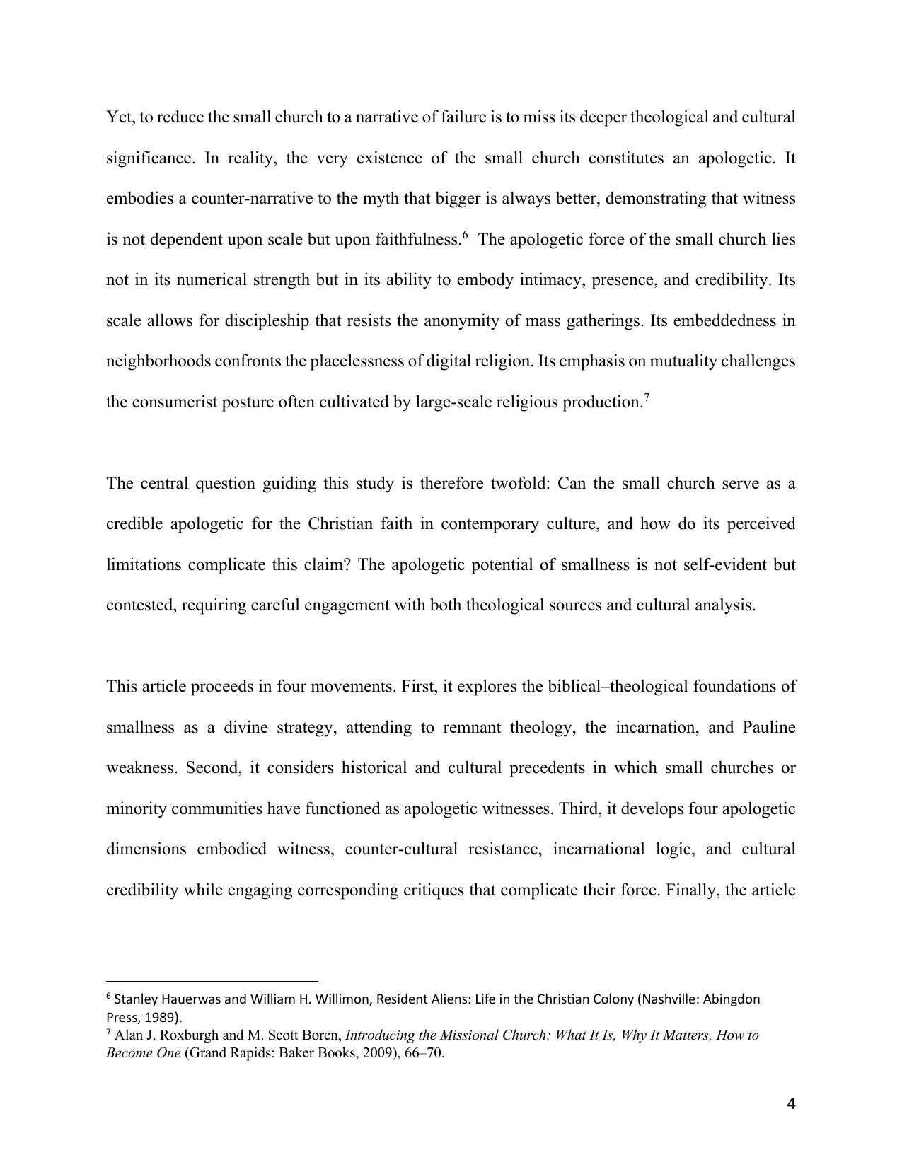The Small Church as an Apologetic, page 4