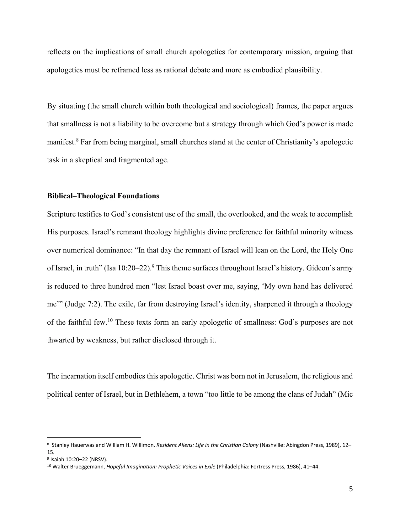The Small Church as an Apologetic, page 5