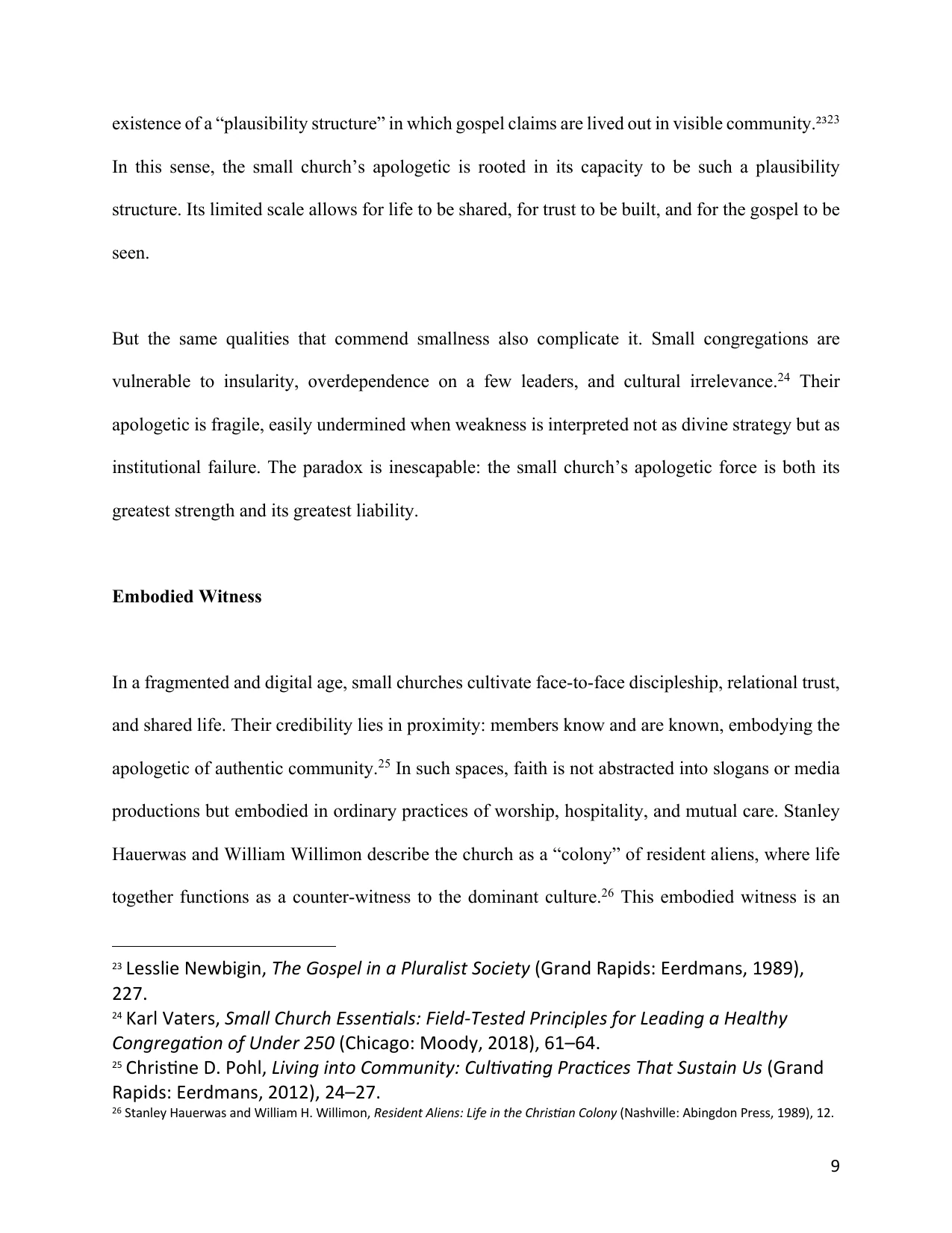 The Small Church as an Apologetic, page 9
