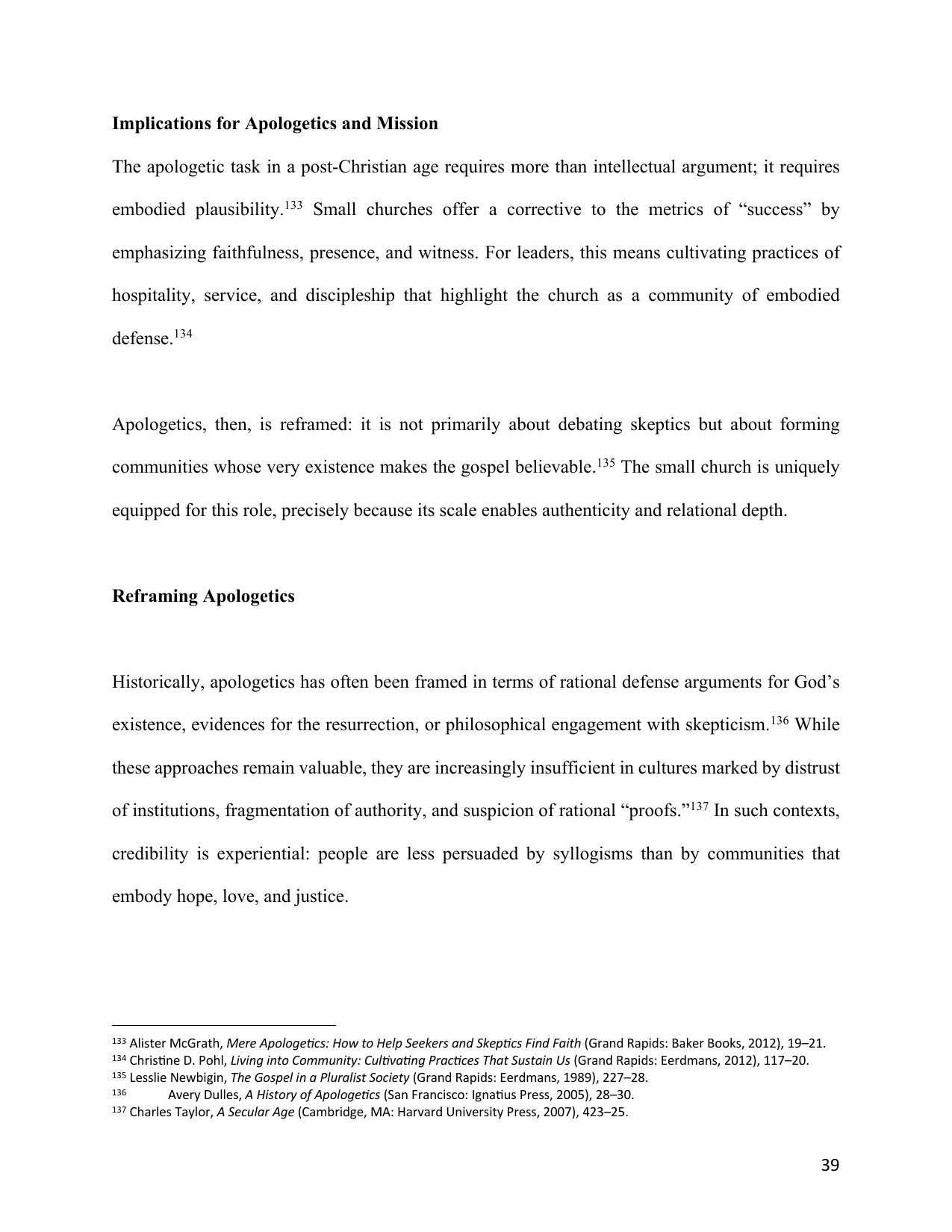 The Small Church as an Apologetic, page 39