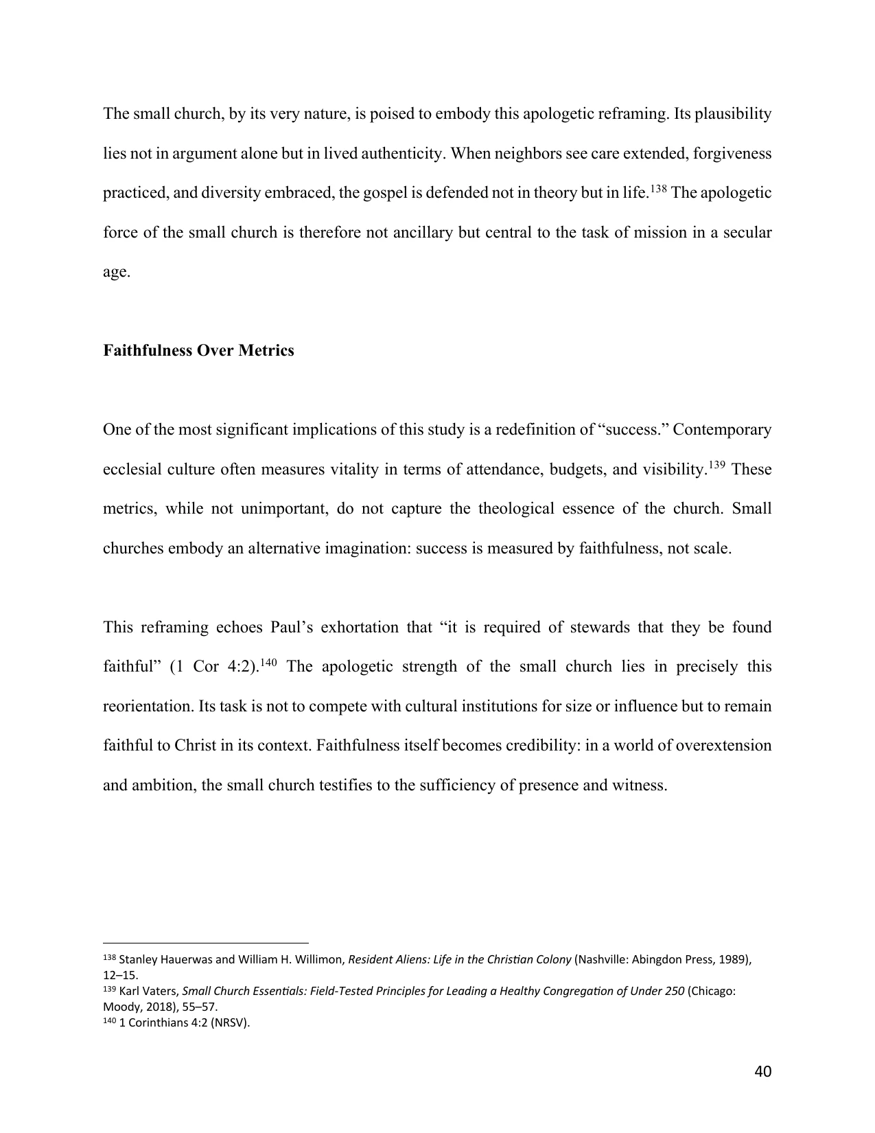 The Small Church as an Apologetic, page 40