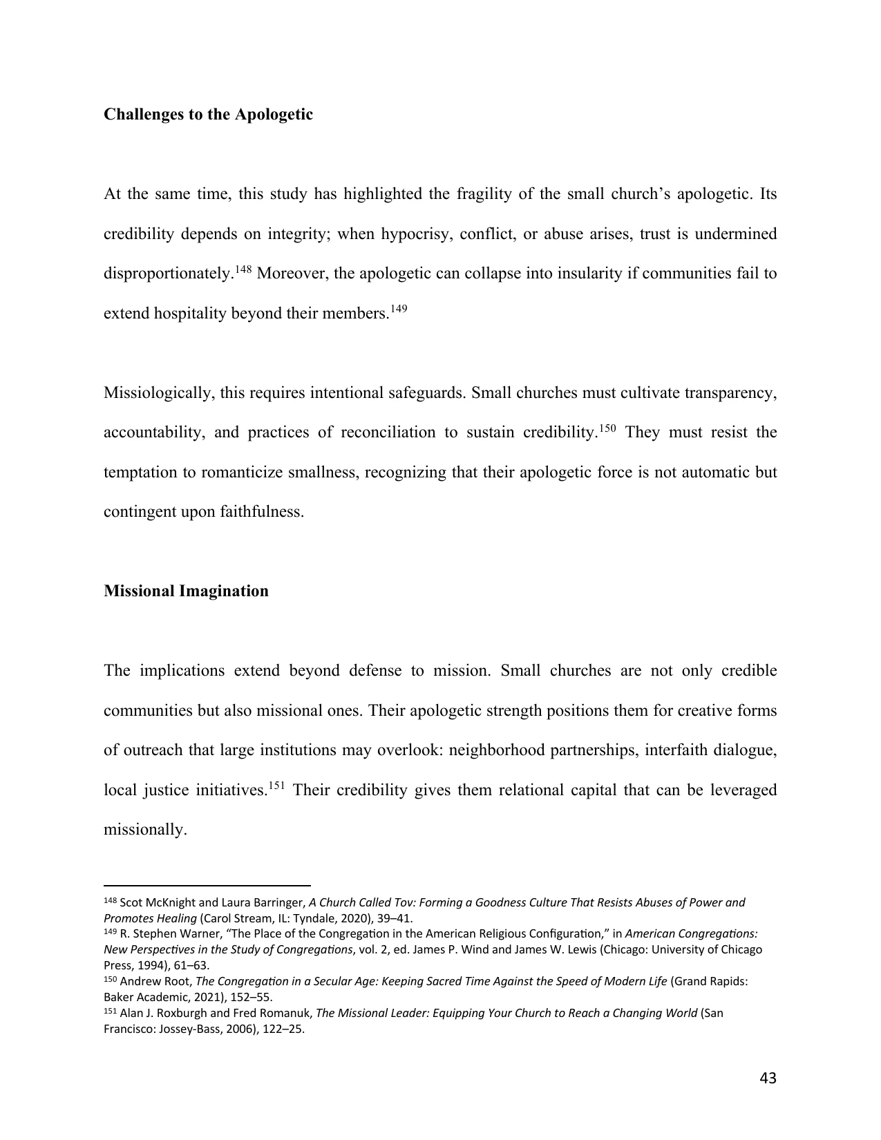 The Small Church as an Apologetic, page 43
