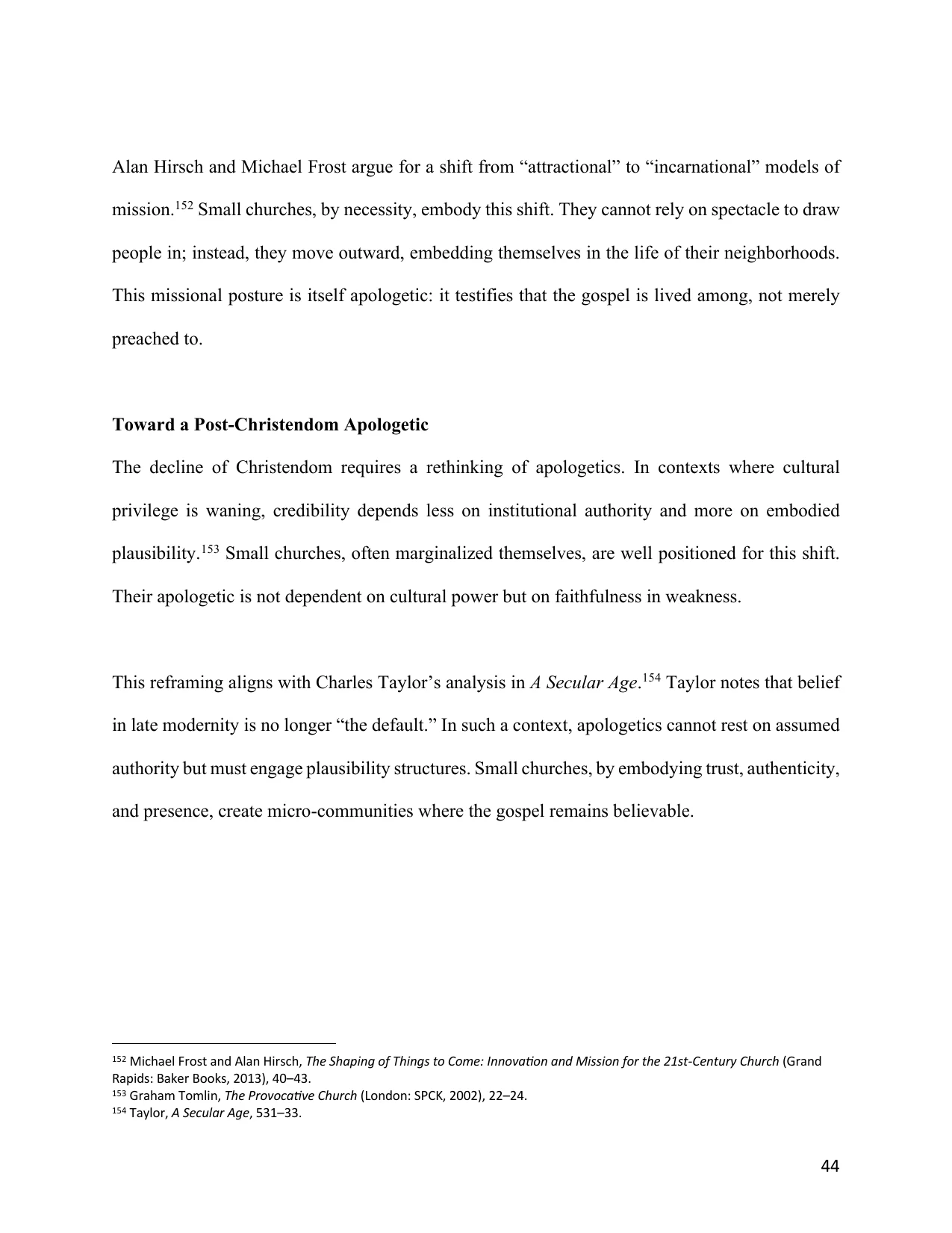 The Small Church as an Apologetic, page 44