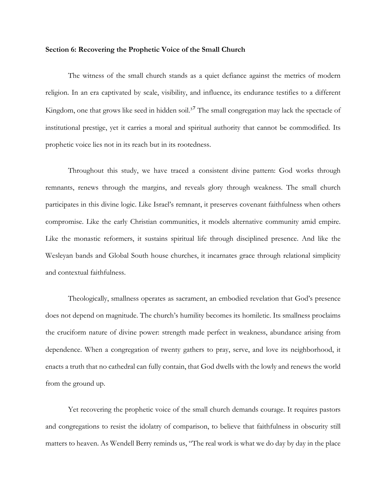 The Small Church as Prophetic Witness in a Post-Christian Culture, page 15
