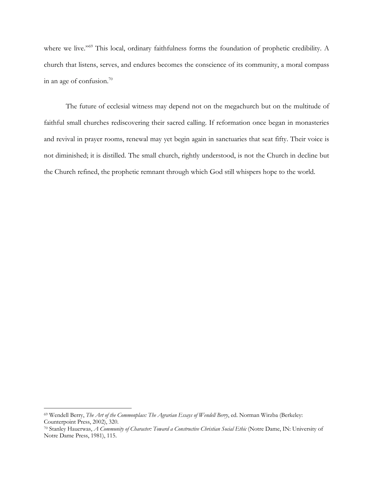 The Small Church as Prophetic Witness in a Post-Christian Culture, page 16